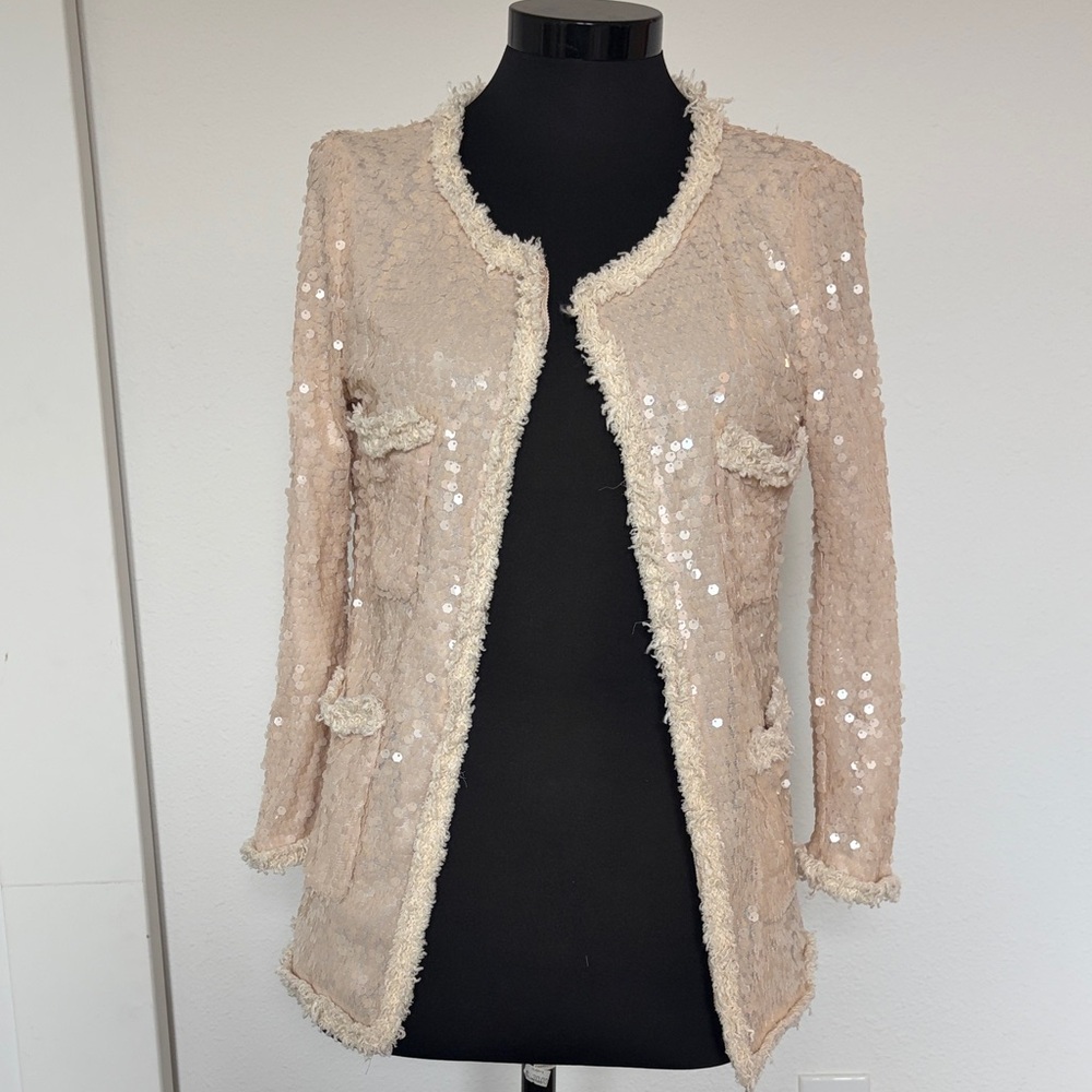 Zara Beige Sequin Blazer